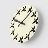 Horloge Ronde Yellow Silhouette Flying Duck (Angle)