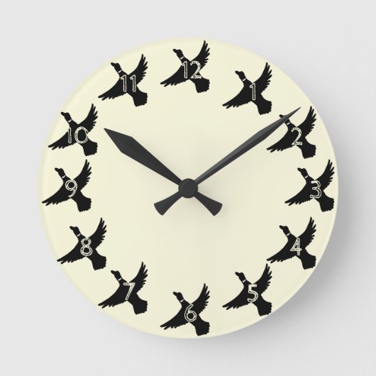 Horloge Ronde Yellow Silhouette Flying Duck (Recto)