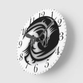 Horloge Ronde Yin and Yang Asian Dragons (Angle)