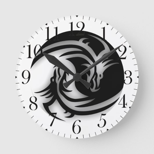 Horloge Ronde Yin and Yang Asian Dragons (Recto)