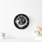 Horloge Ronde Yin and Yang Asian Dragons (Maison)