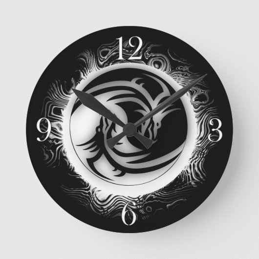 Horloge Ronde Yin and Yang Asian Dragons (Recto)