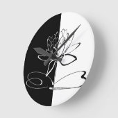 Horloge Ronde Yin Yang Black Lotus Blossom (Angle)