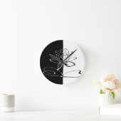 Horloge Ronde Yin Yang Black Lotus Blossom (Maison)