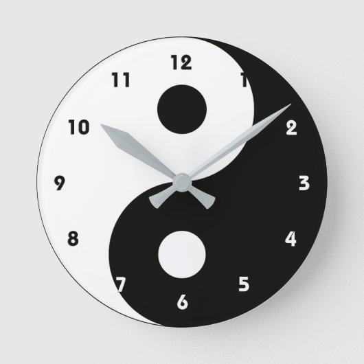 Horloge Ronde Yin Yang blanc et noir tendance (Recto)