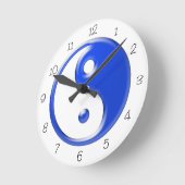 Horloge ronde Yin Yang bleu (Angle)