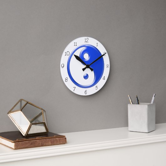 Horloge ronde Yin Yang bleu (Bureau)