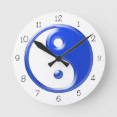 Horloge ronde Yin Yang bleu (Recto)