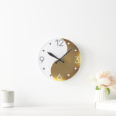 Horloge Ronde Yin Yang - Grunge or & white (Maison)