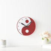 Horloge Ronde Yin Yang Red and White Symbole Clock (Maison)