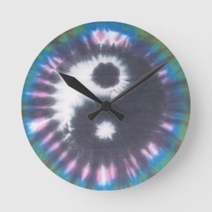 Horloge Ronde Yin Yang Tie Dye