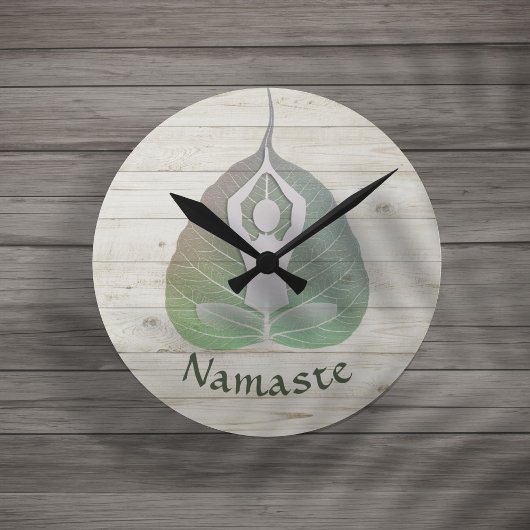 Horloge Ronde Yoga Instructeur Studio Méditation Pose Bodhi Leaf