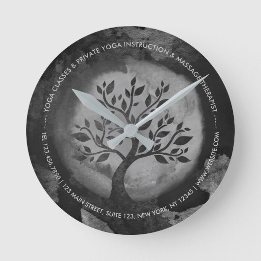 Horloge Ronde Yoga Meditation Instructor Black & White Tree Logo (Recto)
