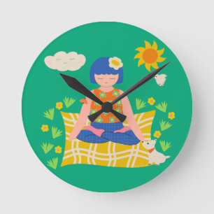 Horloge Ronde Yogi Girl