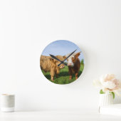 Horloge Ronde Young Highland Cows (Maison)
