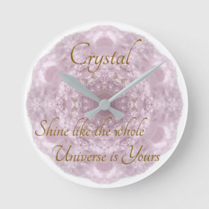 Horloge Ronde Your Name Custom Crystal Rose Quartz