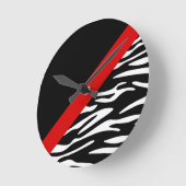 Horloge Ronde Zebra Stripe with Red Diagonal Border Wall Clock (Angle)