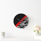 Horloge Ronde Zebra Stripe with Red Diagonal Border Wall Clock (Maison)
