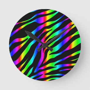 Horloge Ronde zèbre arc-en-ciel