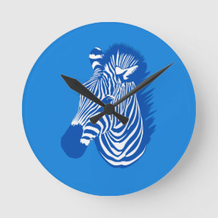 Horloge Ronde Zèbre Bleu