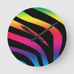 Horloge Ronde Zèbre d'arc-en-ciel