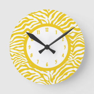 Horloge Ronde Zèbre jaune