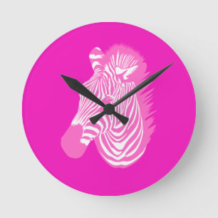 Horloge Ronde Zèbre rose