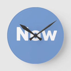 Horloge Ronde Zen, pleine conscience, simple, bleu & blanc