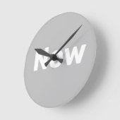 Horloge Ronde Zen, pleine conscience, simple, gris & blanc (Angle)