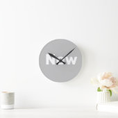 Horloge Ronde Zen, pleine conscience, simple, gris & blanc (Maison)
