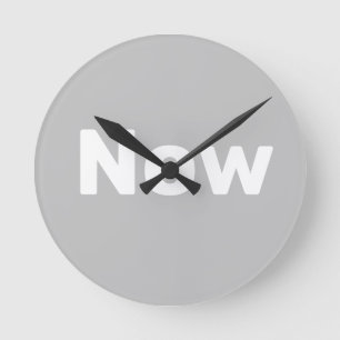 Horloge Ronde Zen, pleine conscience, simple, gris & blanc