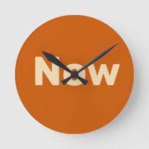 Horloge Ronde Zen, pleine conscience, simple, orange brûlé