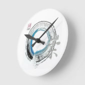 Horloge Ronde Zen Reverence,  Enso[blue, black, silver tones] (Angle)