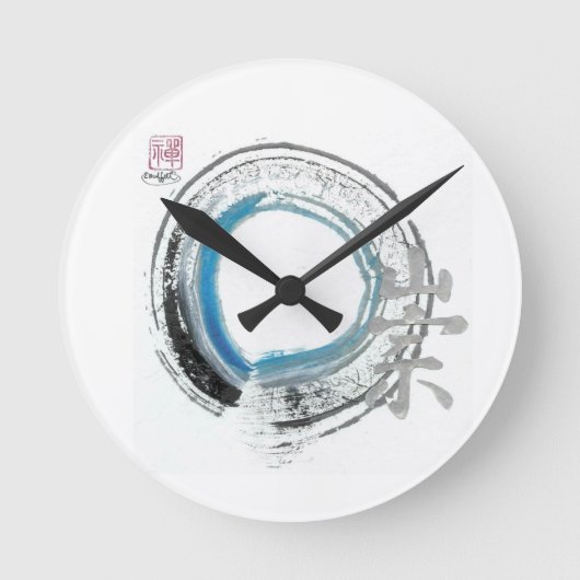 Horloge Ronde Zen Reverence,  Enso[blue, black, silver tones] (Recto)