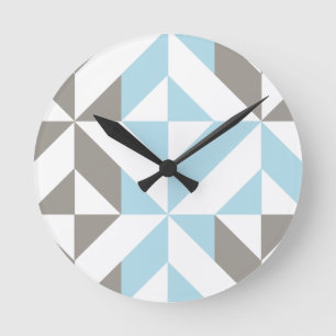 Horloge Ronde ZigZag géométrique bleu et argent