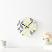 Horloge Ronde ZigZag géométrique jaune et argent (Maison)