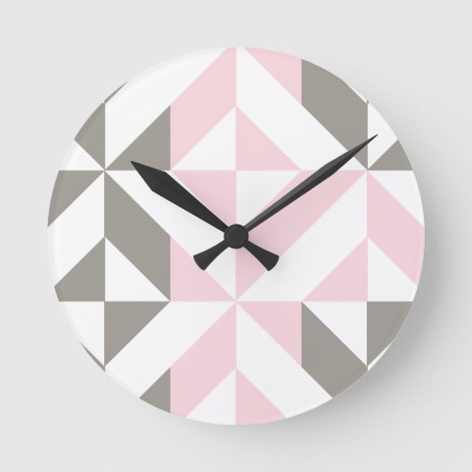 Horloge Ronde ZigZag géométrique rose et argent (Recto)