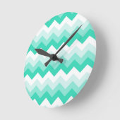 Horloge Ronde Zigzag patroon (turquoise, wit en groen) (Angle)