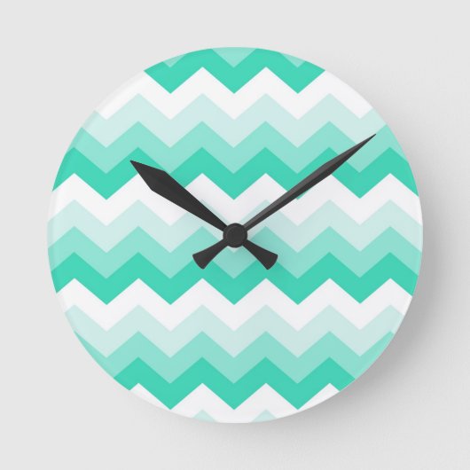 Horloge Ronde Zigzag patroon (turquoise, wit en groen) (Recto)