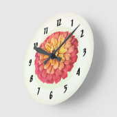 Horloge Ronde Zinnia dans les tons d'orange (Angle)
