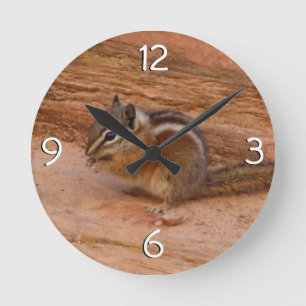 Horloge Ronde Zion Chipmunk sur Red Rocks