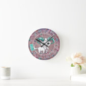 Horloge Ronde Zodiac Aries Cute Chat Roue Planète Astrologie (Maison)