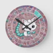 Horloge Ronde Zodiac Scorpio Cute Chat Roue Planète Astrologie (Recto)