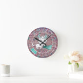 Horloge Ronde Zodiac Taurus Cute Chat Roue Planète Astrologie (Maison)