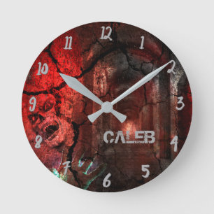 Horloge Ronde Zombie rouge Halloween horreur personnalisé