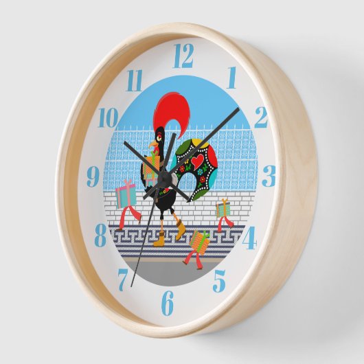 Horloge Rooster portugais avec cadeaux 1ère fête d'anniver (Angle)