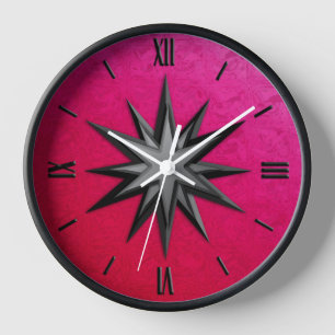 Horloge Rose de boussole Onyx - arrière - plan en verre ru