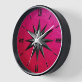 Horloge Rose de boussole Onyx - arrière - plan en verre ru (Angle)