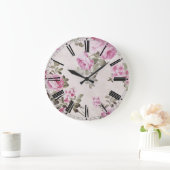 Horloge rose florale vintage élégante (Maison)