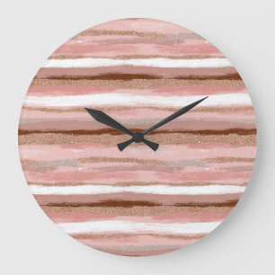 Horloge rose Parties scintillant or rayé